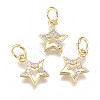 Brass Micro Pave Cubic Zirconia Charms X-ZIRC-F111-15G-1