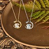 Natural Shell Bunny with Crescent Moon Pendant Necklace with Clear Cubic Zirconia JN1073B-7