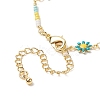 Brass Flower Link Chain Bracelet with Seed Beaded for Women BJEW-JB09297-5