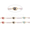 304 Stainless Steel Resin Evil Eye Link Chains with ABS Imitation Pearl Beads CHS-P016-33G-2