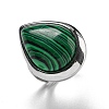 304 Stainless Steel Synthetic Malachite Cuff Rings G-Z056-09P-03-1