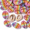 Printed Natural Cowrie Shell Beads X-SSHEL-R047-01-A06-1