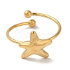 Ion Plating (IP) 304 Stainless Steel Starfish Open Cuff Rings for Women RJEW-M167-08C-G-2