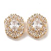 Oval Brass Micro Pave Cubic Zirconia Beads KK-U037-04G-01-3