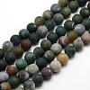 Frosted Natural Indian Agate Round Bead Strands G-M063-10mm-01-1