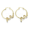 Brass Micro Pave Cubic Zirconia Hoop Earrings KK-R137-025-NF-2