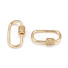 Brass Micro Pave Clear Cubic Zirconia Screw Carabiner Lock Charms X-ZIRC-T010-10G-2