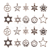 100Pcs 10 Styles Tibetan Style Alloy Pentacle Pendants TIBEP-CJ0001-60-1