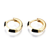 Brass Enamel Huggie Hoop Earrings X-EJEW-T014-10G-01-NF-4