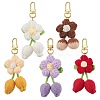 Handmade Crochet Cotton Cherry Flower Hanging Ornaments HJEW-JM02667-2