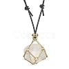 Brass Macrame Pouch Empty Stone Holder for Pendant Necklaces Making NJEW-JN04547-01-2