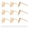 ARRICRAFT 10Pcs Square Brass Cubic Zirconia Stud Earring Findings KK-AR0004-03-1