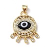 Lampwork Evil Eye Pendants with Colorful Cubic Zirconia ZIRC-L102-14G-04-2