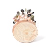 Natural Tourmaline Chips with Brass Wrapped Wire Money Tree on Wood Base Display Decorations DJEW-B007-05H-3