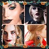 SUNNYCLUE 8 Pairs 8 Styles Halloween Spider Web & Witch & Cat & Skull Acrylic Dangle Earrings for Women EJEW-SC0001-36-5