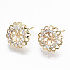 Brass Micro Pave Clear Cubic Zirconia Stud Earring Findings KK-T062-52G-NF-1