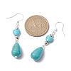 Teardrop & Heart Synthetic Turquoise Dangle Earrings EJEW-JE05531-2
