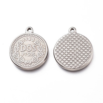 Non-Tarnish 201 Stainless Steel Coin Pendants STAS-Z019-13P-1