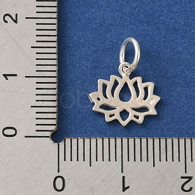 925 Sterling Silver Lotus Flower Charms with Jump Rings FIND-U013-02S-03-1