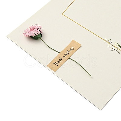 Dried Daisy Paper Thank You Greeting Cards AJEW-K043-01C-1