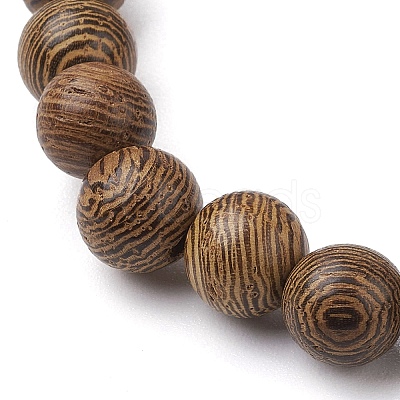 8MM Round Natural Wenge Wood Beaded Stretch Bracelets BJEW-JB10217-02-1