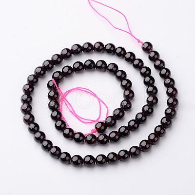 Natural Garnet Round Bead Strands G-N0120-46-6mm-1