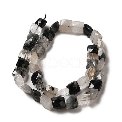 Natural Black Tourmalinated Quartz Beads Strands G-C109-A01-02-1