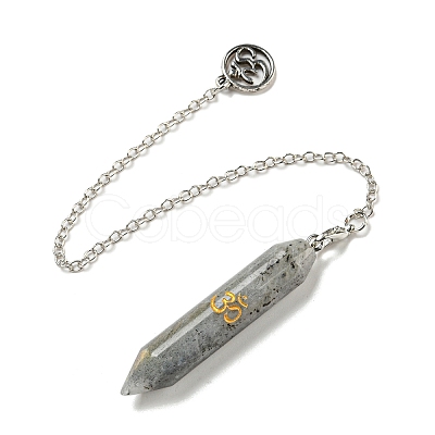 Bullet Natural Labradorite Pointed Dowsing Pendulums AJEW-B106-01AS-01-1