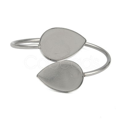 304 Stainless Steel Blank Bangle Bases with Teardrop Tray STAS-Z088-01P-06-1