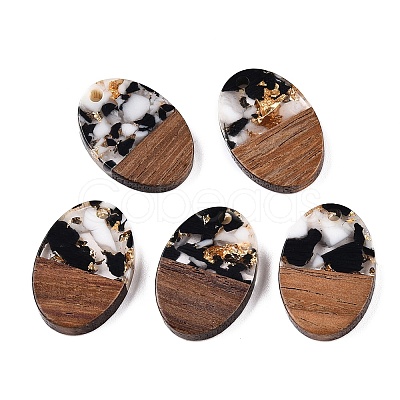 Transparent Resin and Walnut Wood Pendants RESI-T057-04A-1