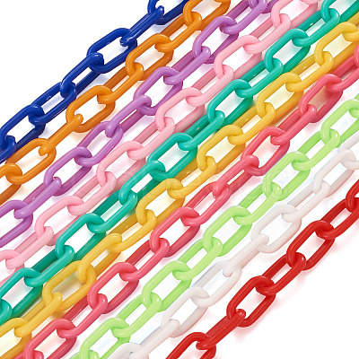 Yilisi 40 Strands 10 Colors Handmade Opaque Acrylic Paperclip Chains KY-YS0001-04-1