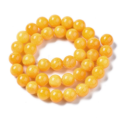 Natural Dyed Yellow Jade Gemstone Bead Strands X-G-R271-10mm-Y07-1