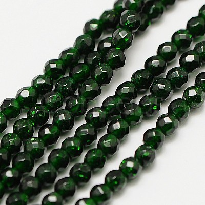 Synthetic Green Goldstone Beads Strands X-G-A129-3mm-G01-1