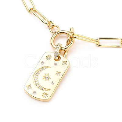 Brass Micro Pave Clear Cubic Zirconia Pendant Necklaces NJEW-JN03103-02-1