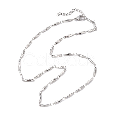 Non-Tarnish 304 Stainless Steel Rectangle link Chain Necklaces NJEW-JN04746-01-1