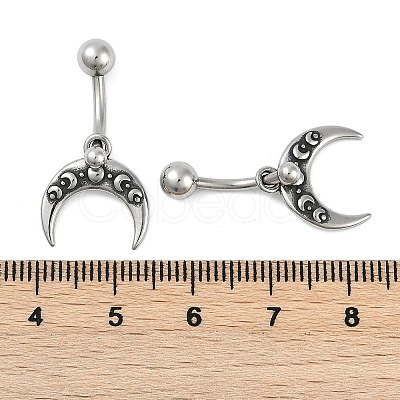 Crescent Moon 316 Surgical Stainless Steel Belly Button Rings/Earrings EJEW-G416-17AS-1