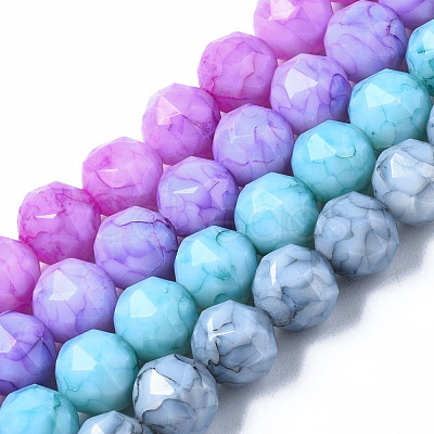 Opaque Baking Painted Glass Beads Strands EGLA-N006-004-1