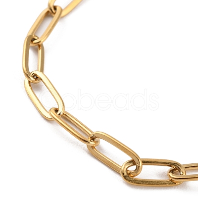 Ion Plating(IP) 304 Stainless Steel Paperclip Chain Bracelets for Women BJEW-C046-02G-1