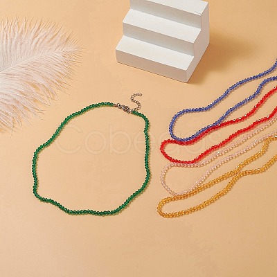 Transparent Glass Bicone Beaded Necklaces with 304 Stainless Steel Lobster Claw Clasp & Chain Extender NJEW-JN04223-1