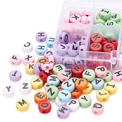 200Pcs 10 Style Opaque Acrylic Beads MACR-YW0001-44-1