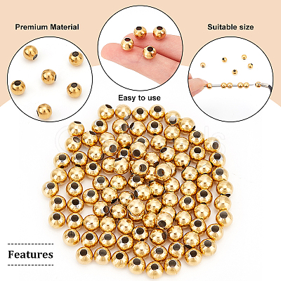 DICOSMETIC 100Pcs Round PVD Vacuum Plating 304 Stainless Steel Beads STAS-DC0010-56A-1