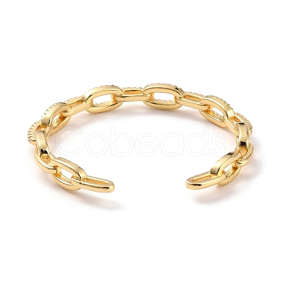 Spling Cable Chain-shaped Cubic Zirconia Cuff Bangle BJEW-D448-08G-RS-1