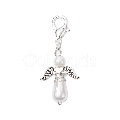 Angel Acrylic Imitation Pearl Pendant Decorations HJEW-JM02317-1