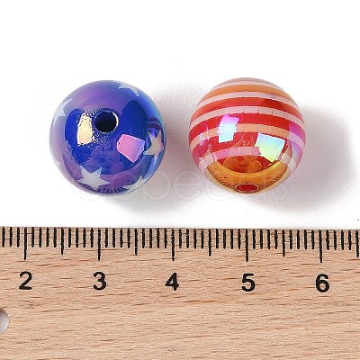 10Pcs UV Plating Colours Acrylic Beads OACR-S146-01F-1