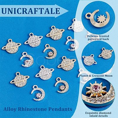 Unicraftale 32Pcs 4 Style Alloy Rhinestone Pendants FIND-UN0001-36-1