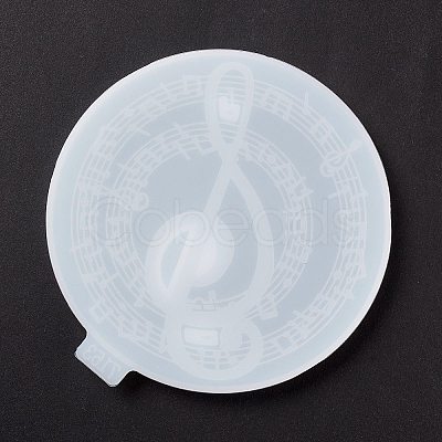 Flat Round with Musical Note Pattern Cup Mat Silicone Molds DIY-M039-07-1