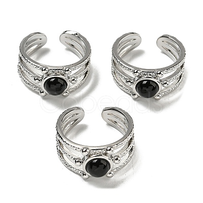 Natural Gemstone Adjustable Rings RJEW-K269-10P-1