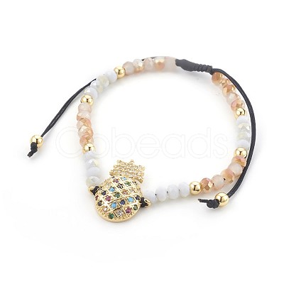 Glass Braided Bead Bracelets BJEW-JB04023-02-1