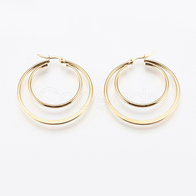 201 Stainless Steel Hoop Earrings EJEW-I213-B-02G-1