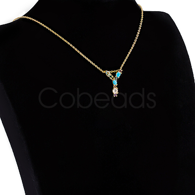 Golden Brass Micro Pave Cubic Zirconia Initial Pendants Necklaces NJEW-S069-JN002-Y-1